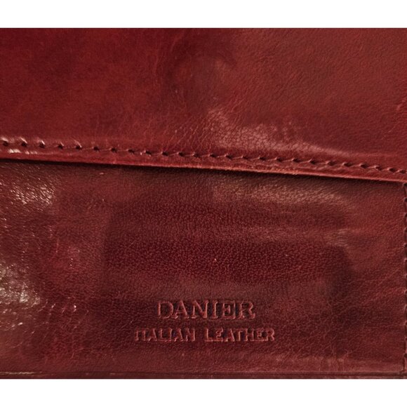 Vintage Danier Leather Wallet Burgundy Maroon Red 4”W x 3”L Tri-fold - Picture 5 of 6